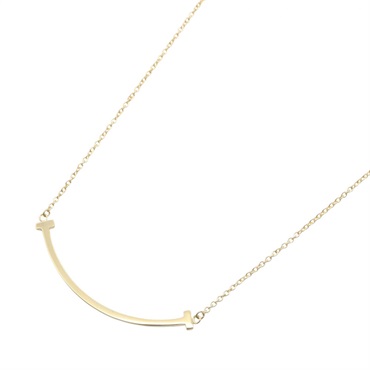 TIFFANY＆CO T Smile Small Necklace Pendant 18KYG Yellow Gold Used women