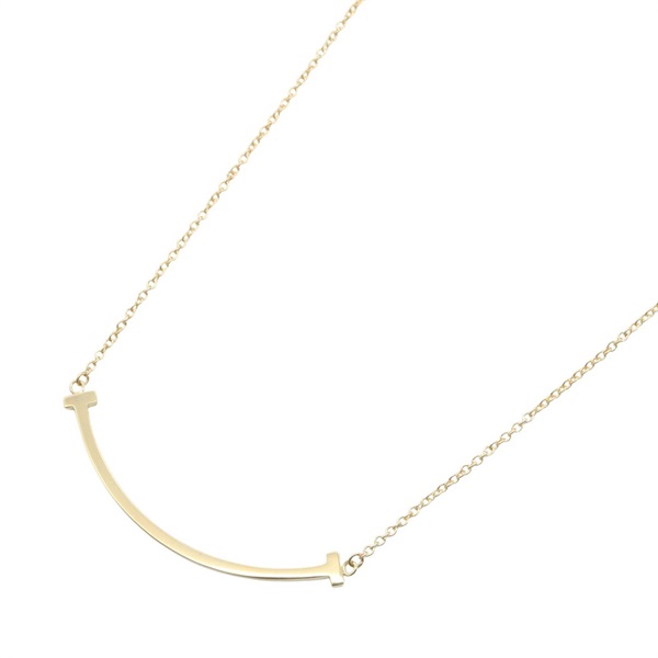 TIFFANY＆CO T Smile Small Necklace Pendant 18KYG Yellow Gold Used women