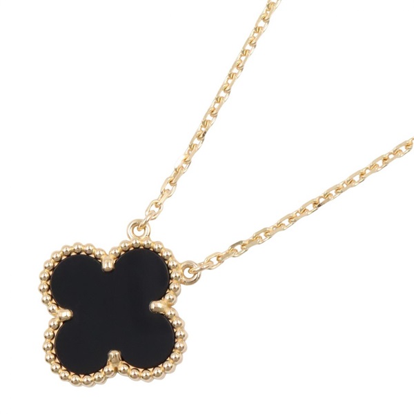 Van Cleef & Arpels Vintage Alhambra Necklace 18KYG Yellow Gold Onyx Black Used