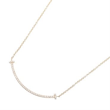 TIFFANY＆CO T Smile Small Diamond Necklace 18KPG Pink Rose Gold Used women