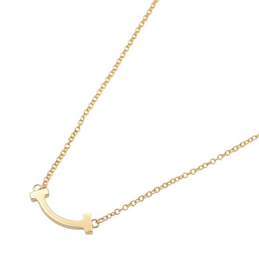 TIFFANY＆CO T Smile Mini Necklace 18KYG Yellow Gold Used unisex