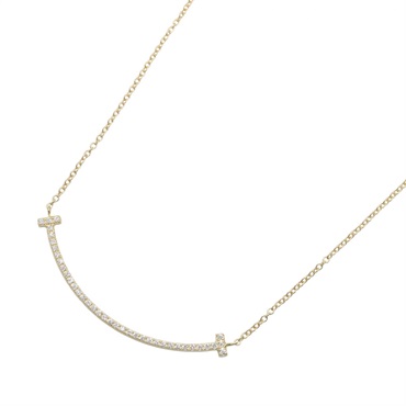 TIFFANY＆CO T Smile Small Diamond Necklace 18KYG Yellow Gold Used women
