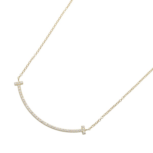 TIFFANY＆CO T Smile Small Diamond Necklace 18KYG Yellow Gold Used women