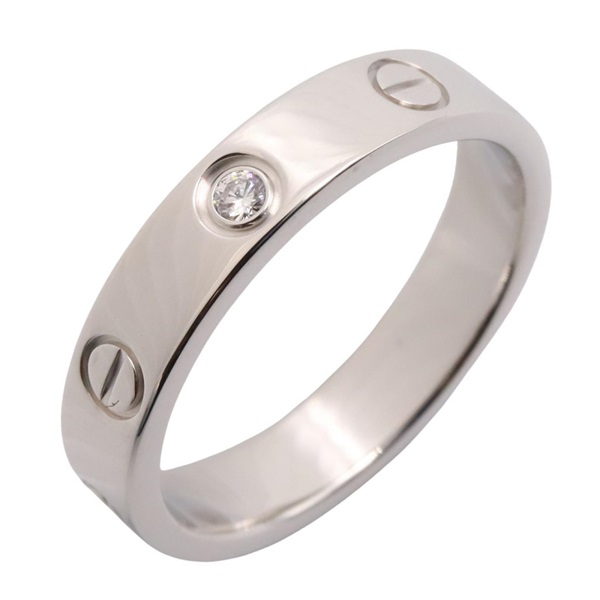 CARTIER Mini Love 1P Diamond Ring 18KWG White Gold Used women US size 6.25 #53