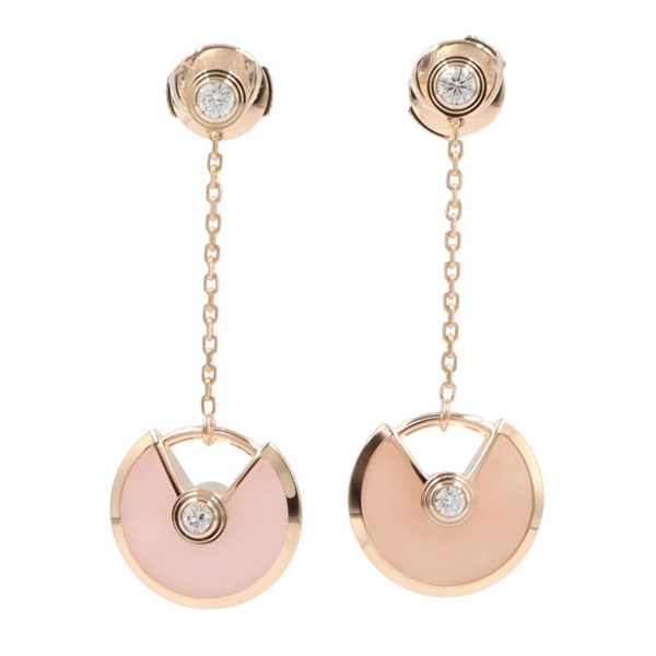 CARTIER Amulette Diamond Opal Pierced Earrings 18KPG Pink Rose Gold Used women