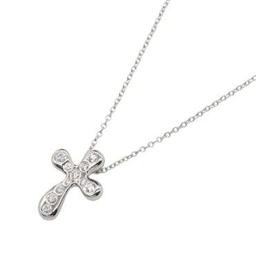 TIFFANY＆CO Small Cross Diamond Necklace pendant Pt950 Platinum Used