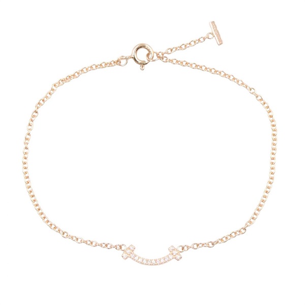 TIFFANY＆CO T Smile Mini Diamond Bracelet 18KRG Pink Rose Gold Used Women