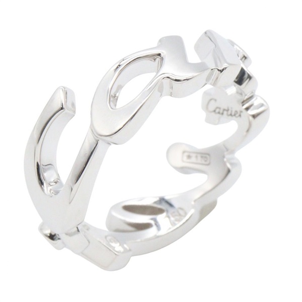 CARTIER Signature Ring 18KWG White Gold Used women US size 4.5 #48