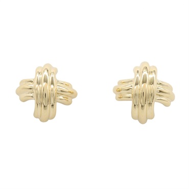 TIFFANY＆CO Signature Cross Earrings 18KYG Yellow Gold Used Women
