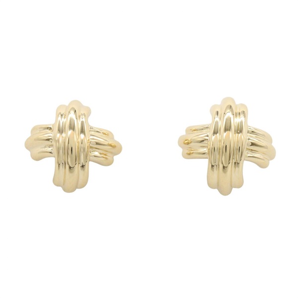 TIFFANY＆CO Signature Cross Earrings 18KYG Yellow Gold Used Women