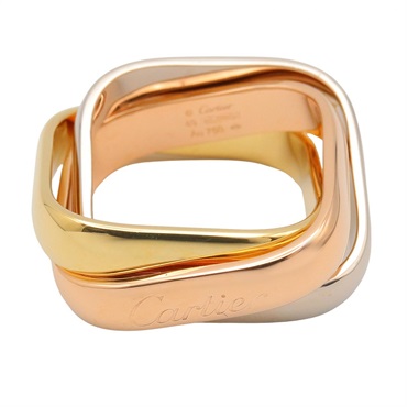 CARTIER Trinity Cushion LM Ring 18KYG 18KPG 18KWG Three gold US size 5.75 #49