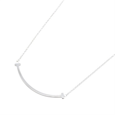TIFFANY＆CO T Smile Small Necklace Pendant 18KWG White Gold Used Women