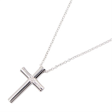 TIFFANY＆CO Cross 1P Diamond Necklace 18KWG White Gold Used women