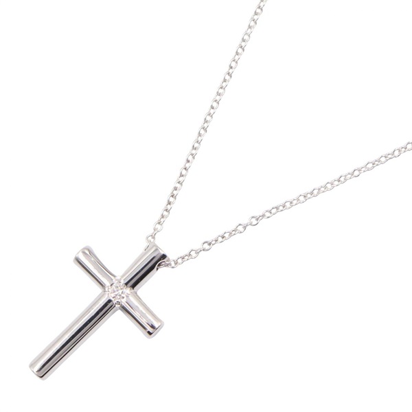 TIFFANY＆CO Cross 1P Diamond Necklace 18KWG White Gold Used women