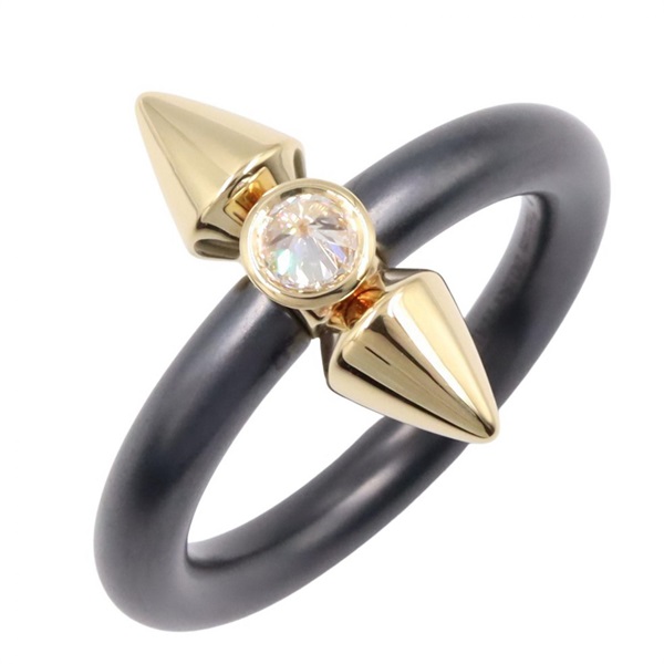 TIFFANY＆CO Titan Diamond Ring 18KYG Yellow Gold titanium Used women US size 7.5