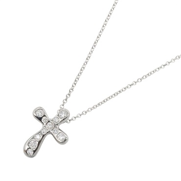 TIFFANY＆CO Dots Cross Diamond Necklace Pt950 Platinum Used women