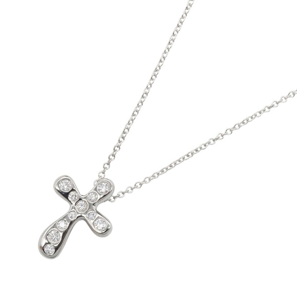TIFFANY＆CO Dots Cross Diamond Necklace Pt950 Platinum Used women