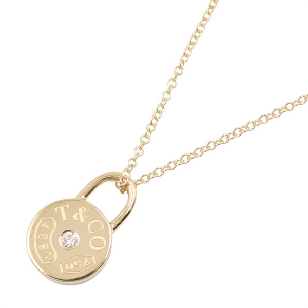 TIFFANY＆CO 1837 Round Lock 1P Diamond Necklace 18KYG Yellow Gold Used women