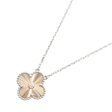 Van Cleef & Arpels Vintage Alhambra Guilloché Diamond Necklace 18KWG Gold Used