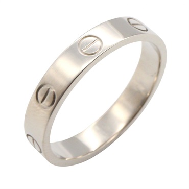 CARTIER Mini Love Ring 18KWG White Gold Used unisex US size 8 #57
