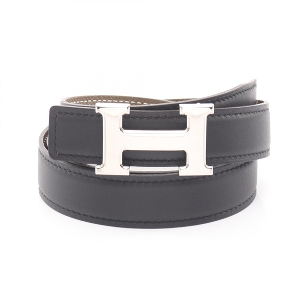 HERMES Constance H Reversible Belt leather Black Gray SHW Used Women W