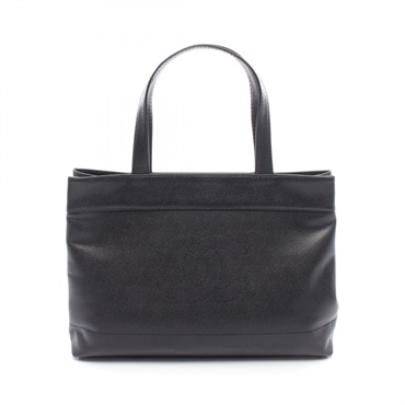 CHANEL COCO Mark Tote hand Bag Grained Calfskin leather Black Used Women GHW