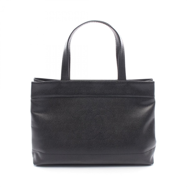 CHANEL COCO Mark Tote hand Bag Grained Calfskin leather Black Used Women GHW