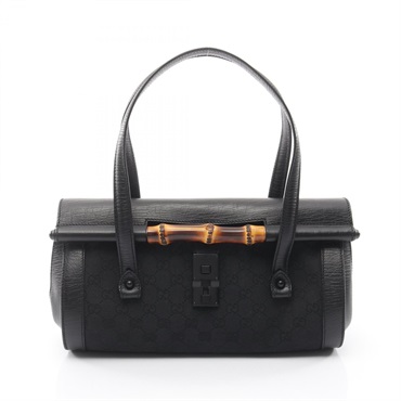 GUCCI Bamboo GG Canvas shoulder Handbag 111713 canvas leather Black Used Women