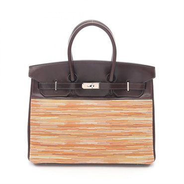 HERMES Birkin 35 Handbag G Barenia leather Vibrato Ebene SHW