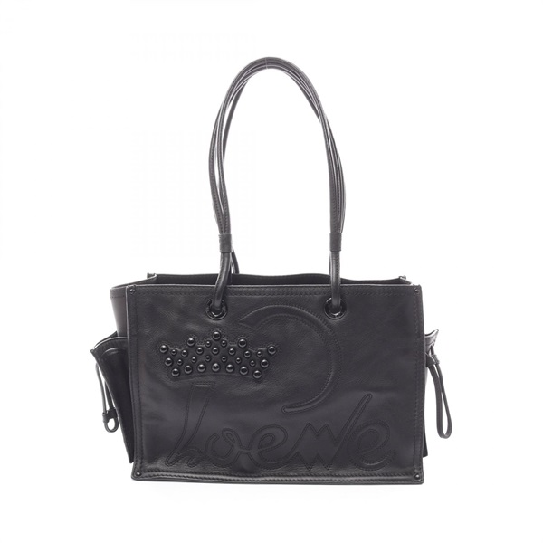 LOEWE Shopper Tote Bag leather Black Used Women