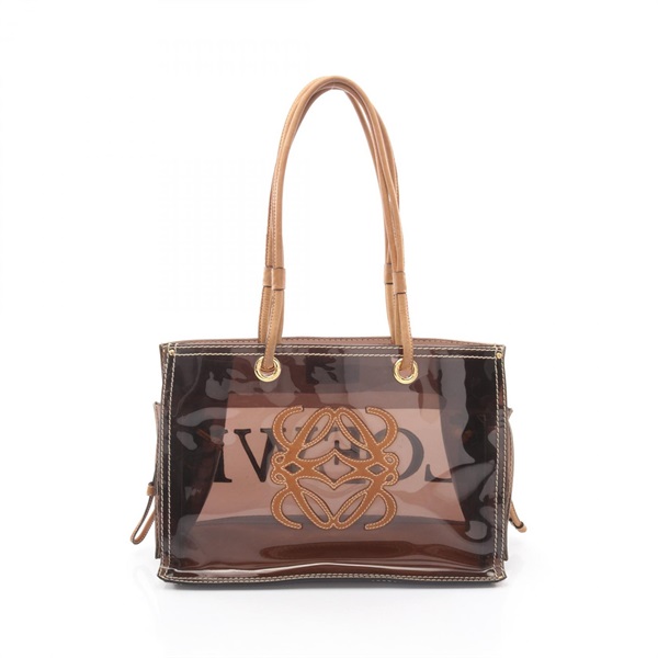 LOEWE Anagram Shopper Tote shoulder Bag Plastics leather Brown Used Women
