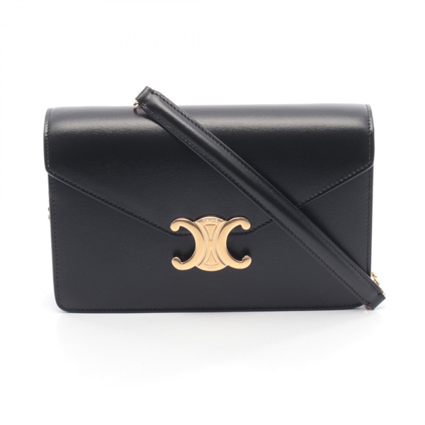 CELINE Triomphe Crossbody Shoulder Bag 10L033DPV38NO leather Black NEW Women