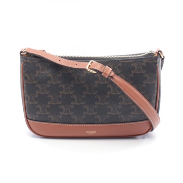 CELINE Triomphe Shoulder Bag 119412BZJ04LU canvas leather Black Brown NEW Women