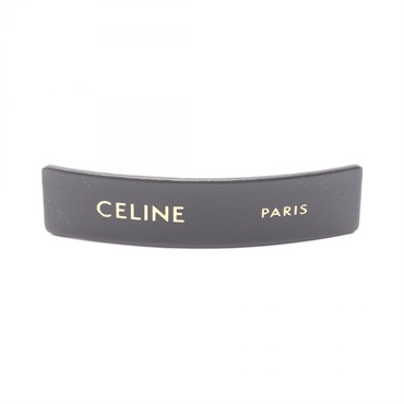 CELINE Paris Hair Clip Barrette B104E2V0238NG leather Gold Plated Black NEW