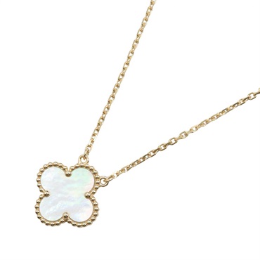 Van Cleef & Arpels Vintage Alhambra Mother of Pearl Necklace pendant 18KYG Used