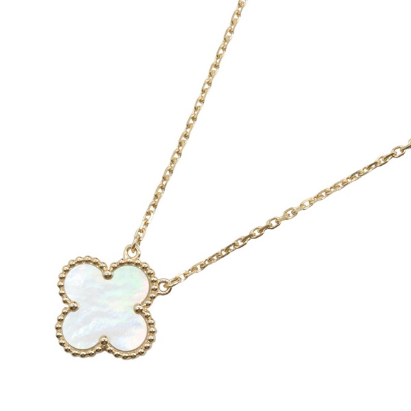 Van Cleef & Arpels Vintage Alhambra Mother of Pearl Necklace pendant 18KYG Used
