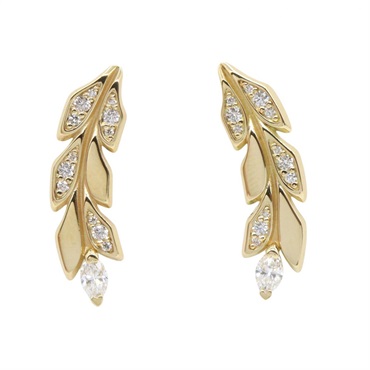 TIFFANY＆CO Victoria Vine Climber Diamond Earrings 18KYG Yellow Gold Used Women