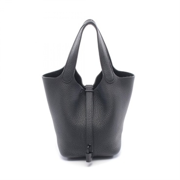 HERMES Picotin Lock PM Tote Bucket Handbag Clemence leather Black Used Women Z