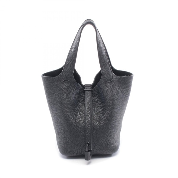 HERMES Picotin Lock PM Tote Bucket Handbag Clemence leather Black Used Women Z