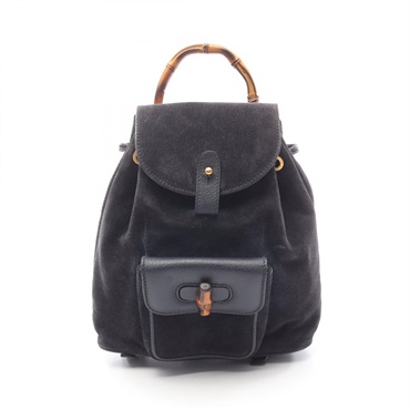GUCCI Bamboo Rucksack Backpack bag 03 2058 0030 Suede leather Navy Used Women