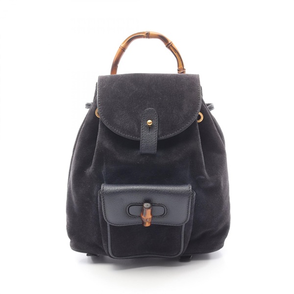 GUCCI Bamboo Rucksack Backpack bag 03 2058 0030 Suede leather Navy Used Women