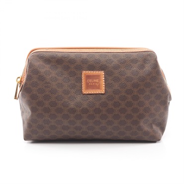 CELINE Macadam Pouch purse leather PVC Brown Used Women