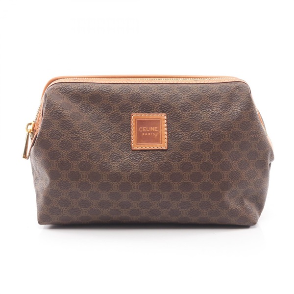CELINE Macadam Pouch purse leather PVC Brown Used Women