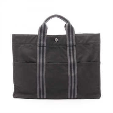HERMES Fourre-tout MM Tote hand Bag 100755M canvas Black Gray Used Women SHW