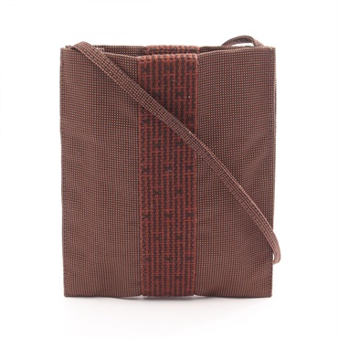 HERMES Herline pochette Shoulder Bag 100967M canvas Nylon canvas Brown Used