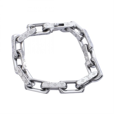 LOUIS VUITTON Chain Monogram Bracelet Bangle Stainless Steel Used mens LV