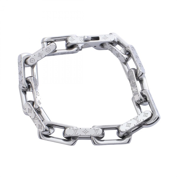 LOUIS VUITTON Chain Monogram Bracelet Bangle Stainless Steel Used mens LV