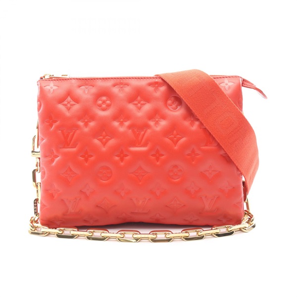 LOUIS VUITTON Coussin PM chain Shoulder Bag M57792 Monogram Emboss Rouge Used