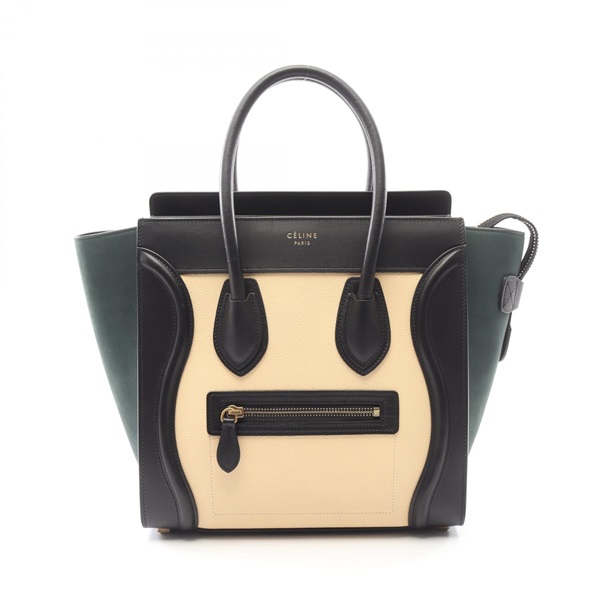 CELINE Luggage Micro Shopper Tote Handbag leather Suede Black Beige Green Used