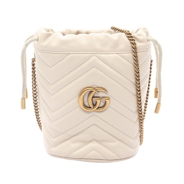 GUCCI GG Marmont mini bucket Shoulder chain crossbody Bag 575163 leather White